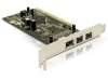 Placa PCI 1x FireWire A + 2x FireWire B